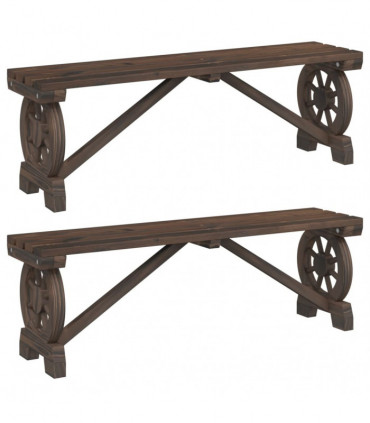 vidaXL Garden Benches 2 pcs Solid Wood Fir