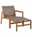 vidaXL Garden Chair with Footrest Grey Solid Eucalyptus Wood and Textilene