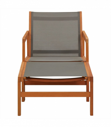 vidaXL Garden Chair with Footrest Grey Solid Eucalyptus Wood and Textilene