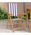 vidaXL Garden Chairs 2 pcs Blue and White Solid Wood Acacia and Fabric