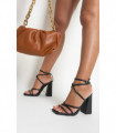 Strappy Ankle Block Heeled Sandals
