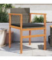 vidaXL Garden Chairs with Cushions 2 pcs Grey Poly Rattan&Solid Wood