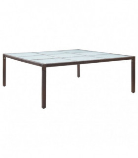 vidaXL Garden Dining Table Brown 200x200x74 cm Poly Rattan