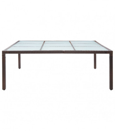 vidaXL Garden Dining Table Brown 200x200x74 cm Poly Rattan