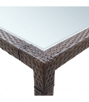 vidaXL Garden Dining Table Brown 200x200x74 cm Poly Rattan