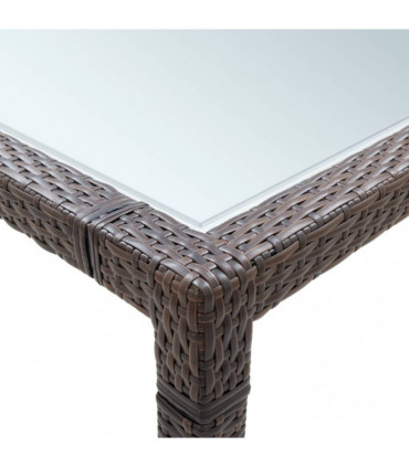 vidaXL Garden Dining Table Brown 200x200x74 cm Poly Rattan