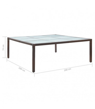 vidaXL Garden Dining Table Brown 200x200x74 cm Poly Rattan