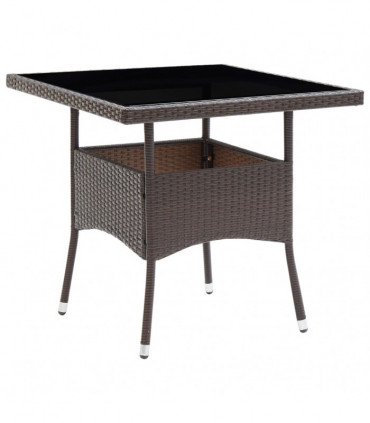 vidaXL Garden Dining Table Brown Poly Rattan