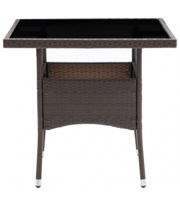 vidaXL Garden Dining Table Brown Poly Rattan