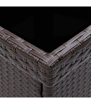 vidaXL Garden Dining Table Brown Poly Rattan