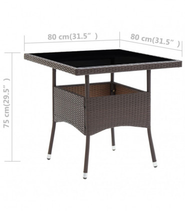 vidaXL Garden Dining Table Brown Poly Rattan