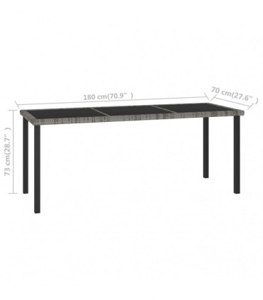 vidaXL Garden Dining Table Grey 180x70x73 cm Poly Rattan