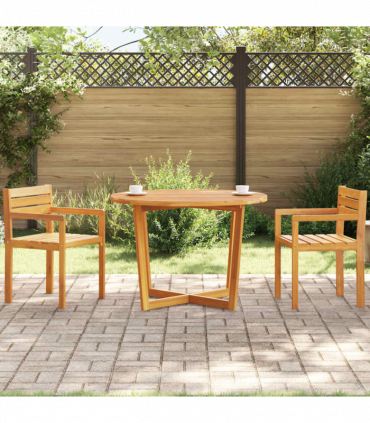 vidaXL Garden Dining Table Round Ø110x75 cm Solid Wood Acacia