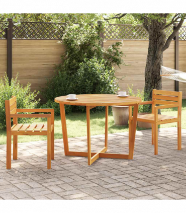 vidaXL Garden Dining Table Round Ø110x75 cm Solid Wood Acacia