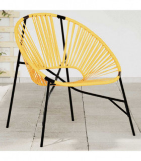 vidaXL Garden Egg Chair Black and Yellow Poly Rattan