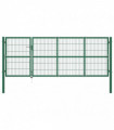 vidaXL Garden Fence Gate with Posts 350x120 cm Steel Green