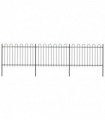 vidaXL Garden Fence with Hoop Top Steel 5.1x1.2 m Black