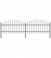 vidaXL Garden Fence with Spear Top Steel (1-1.25)x3.4 m Black