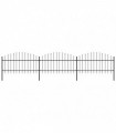vidaXL Garden Fence with Spear Top Steel (1-1.25)x5.1 m Black