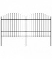 vidaXL Garden Fence with Spear Top Steel (1.5-1.75)x3.4 m Black