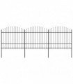 vidaXL Garden Fence with Spear Top Steel (1.5-1.75)x5.1 m Black