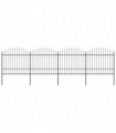 vidaXL Garden Fence with Spear Top Steel (1.5-1.75)x6.8 m Black