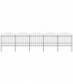 vidaXL Garden Fence with Spear Top Steel (1.5-1.75)x8.5 m Black