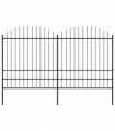 vidaXL Garden Fence with Spear Top Steel (1.75-2)x3.4 m Black
