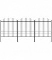 vidaXL Garden Fence with Spear Top Steel (1.75-2)x5.1 m Black