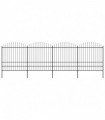 vidaXL Garden Fence with Spear Top Steel (1.75-2)x6.8 m Black