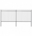 vidaXL Garden Fence with Spear Top Steel 3.4x1.5 m Black