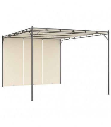 vidaXL Garden Gazebo with Side Curtain 4x3x2.25 m Cream