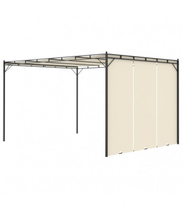 vidaXL Garden Gazebo with Side Curtain 4x3x2.25 m Cream