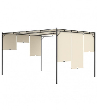 vidaXL Garden Gazebo with Side Curtain 4x3x2.25 m Cream