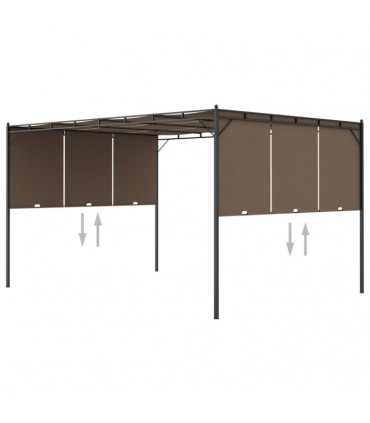 vidaXL Garden Gazebo with Side Curtain 4x3x2.25 m Taupe