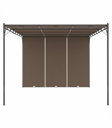 vidaXL Garden Gazebo with Side Curtain 4x3x2.25 m Taupe