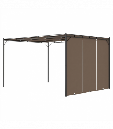 vidaXL Garden Gazebo with Side Curtain 4x3x2.25 m Taupe