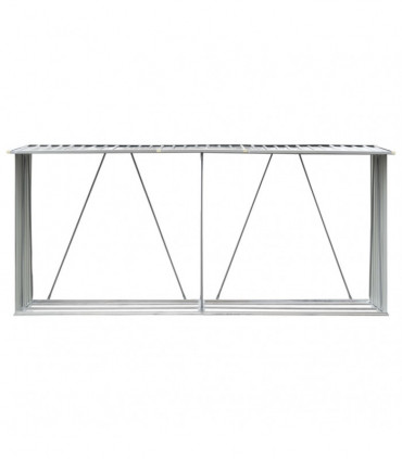 vidaXL Garden Log Storage Shed Galvanised Steel 330x84x152 cm Grey