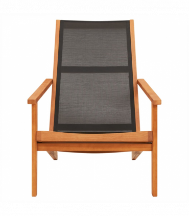 vidaXL Garden Lounge Chair Black Solid Eucalyptus Wood and Textilene
