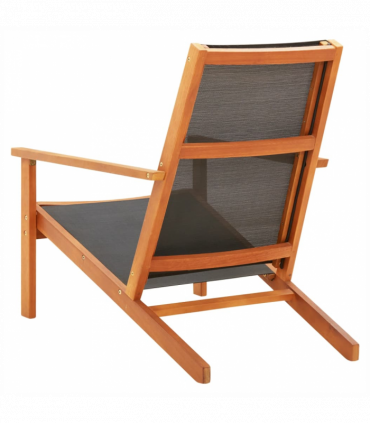 vidaXL Garden Lounge Chair Black Solid Eucalyptus Wood and Textilene