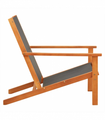vidaXL Garden Lounge Chair Black Solid Eucalyptus Wood and Textilene