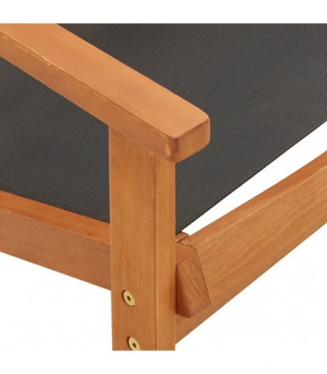 vidaXL Garden Lounge Chair Black Solid Eucalyptus Wood and Textilene