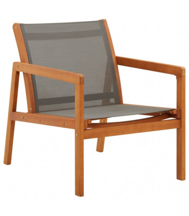 vidaXL Garden Lounge Chair Grey Solid Eucalyptus Wood and Textilene