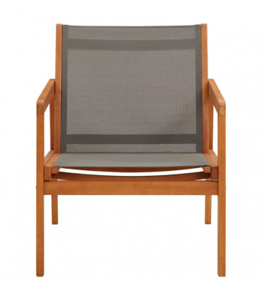 vidaXL Garden Lounge Chair Grey Solid Eucalyptus Wood and Textilene