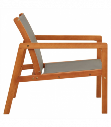 vidaXL Garden Lounge Chair Grey Solid Eucalyptus Wood and Textilene