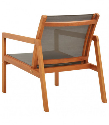 vidaXL Garden Lounge Chair Grey Solid Eucalyptus Wood and Textilene
