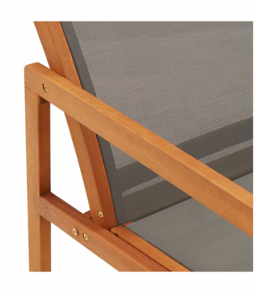 vidaXL Garden Lounge Chair Grey Solid Eucalyptus Wood and Textilene