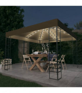 vidaXL Garden Marquee with LED String Lights 3x3 m Taupe