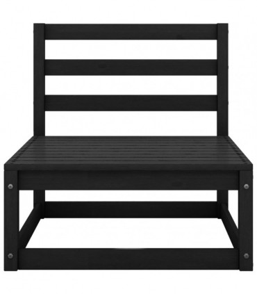 vidaXL Garden Middle Sofas 3 pcs Black Solid Wood Pine