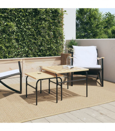 vidaXL Garden Nest of Coffee Tables 2 pcs Brown and Black Steel